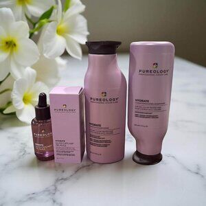 Pureology Hydrate Shampoo + Conditioner + Glow Catcher Oil Huile